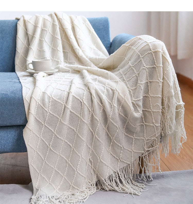 Inya Throw Blanket Textured Solid Soft Sofa Couch Bed Cover Decorative Nordic Knitted Blanket Weighted Christmas Decor Plaids