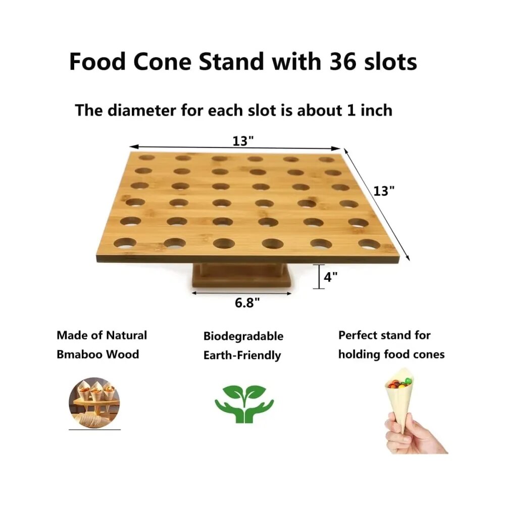 Bamboo Food Cone Stand Sushi Hand Roll Display Stand Ice Cream Cone Holder Party Buffet Wedding Decoration Baking Kitchen Tools