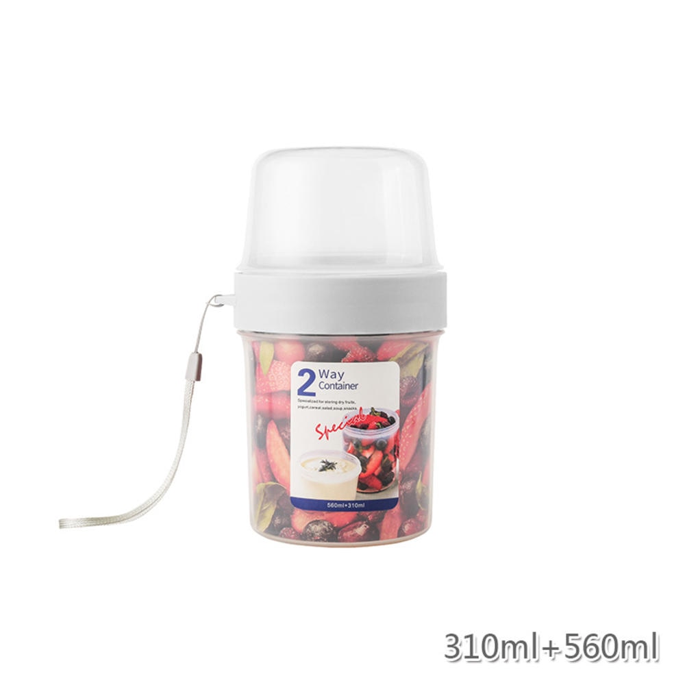 Breakfast Oatmeal Cereal Nut Yogurt Salad Cup Seal Container Set With Fork Sauce Cup Lid Bento Tuppers Food Taper Bowl Lunch Box
