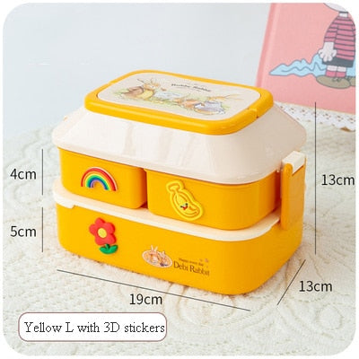 Kawaii Portable Lunch Box For Girls School Kids Plastic Picnic