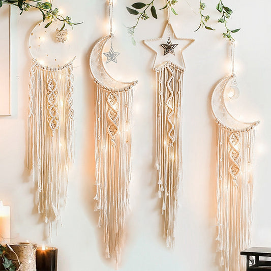 Macrame Dream Catcher Nordic Moon Star Hanging Wall Tapestry