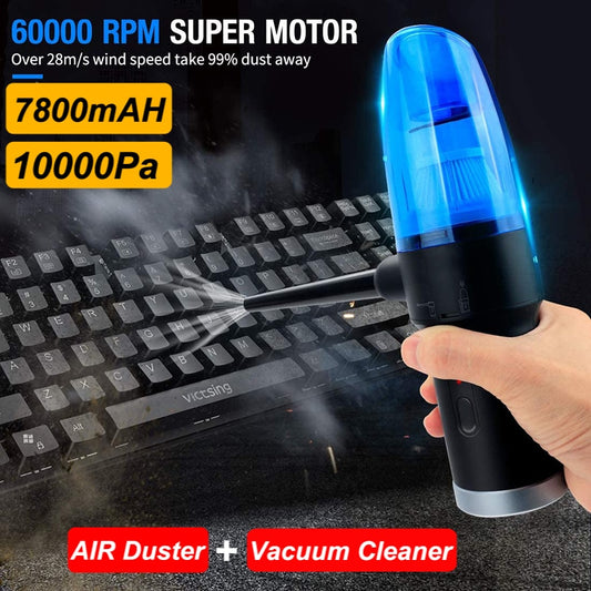 Upgraded Cordless Electric Compressed Air Duster -Blower & Vacuum 2-in-1,Replaces Canned Air Spray Cleaner for Computer Keyboard