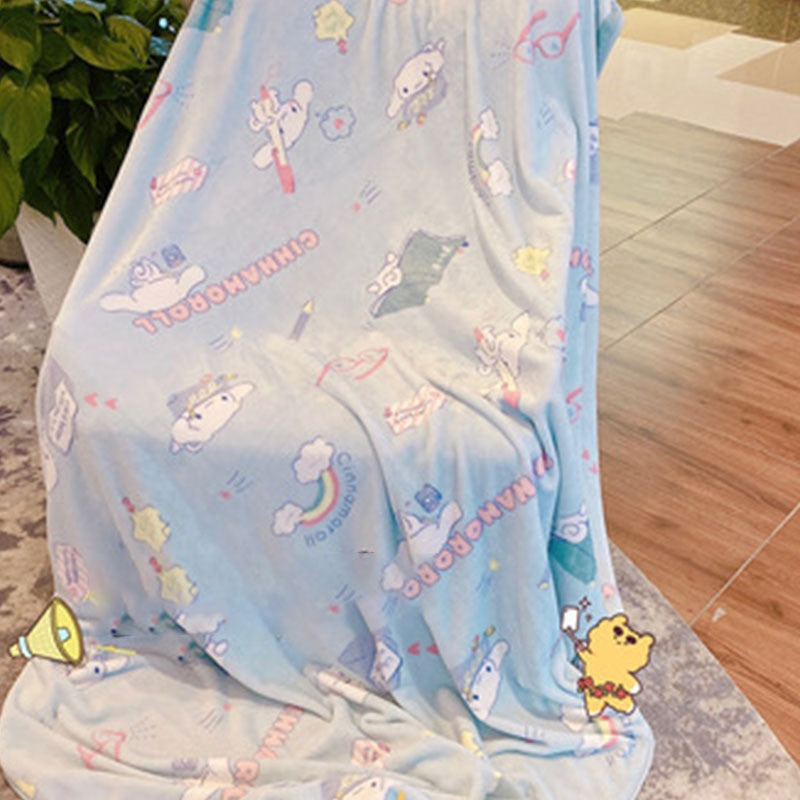 Kuromi Mymelody Hello Kitty Cinnamoroll Pompompurin Pochacco Sanrio Kawaii Cartoon Cute Coral Fleece Blanket Anime Girls Gift