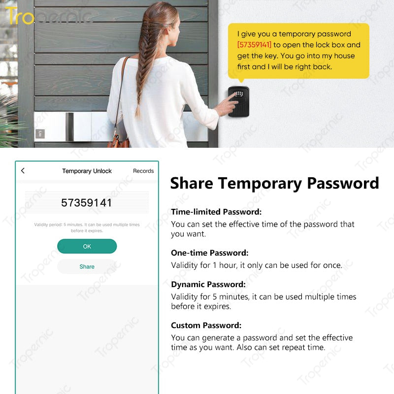 Tuya App Wireless Smart Lockbox House Key Outdoor Wall Mounted Door Hanging App Control Digital Key Safe Remote Access